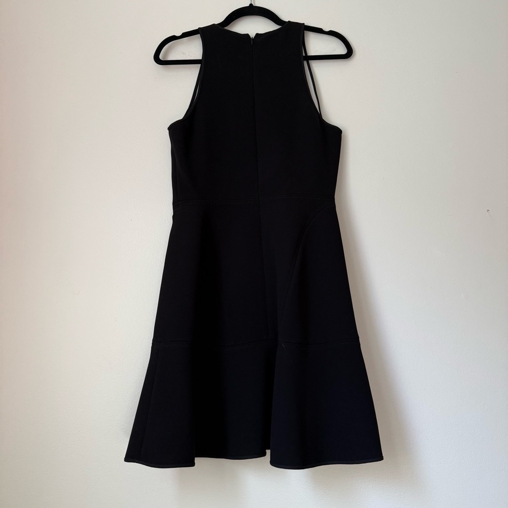 THEORY Theory Felicitina Sleeveless Black Crepe Mini Dress Fluted Skirt Size 8 - Picture 13 of 14